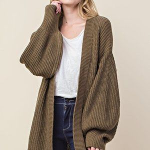 Bubble Sleeve Sweater Cardigan